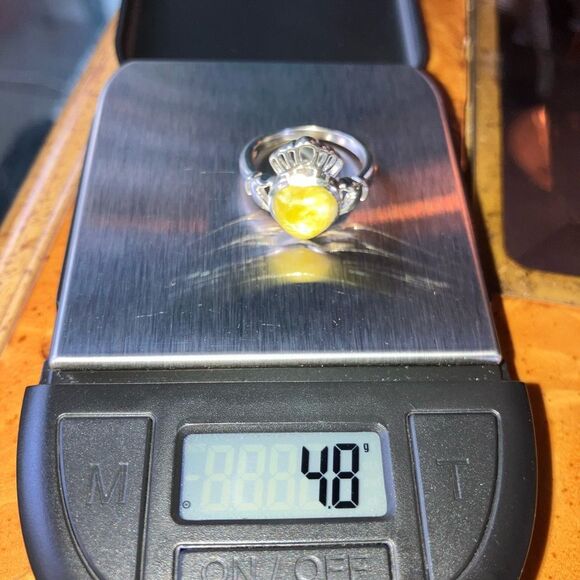 Natural Connemara Marble Sterling Silver Claddagh Ring Size 7 - Picture 9 of 9